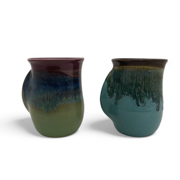 Clay In Motion Neher Pottery Hand Warmer Mugs Right Hand Signed 2014 2016 - Picture 7 of 9